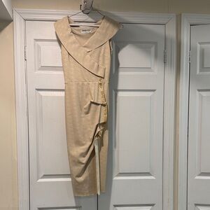 Chiara Boni Beige Dress with gold detail trimming